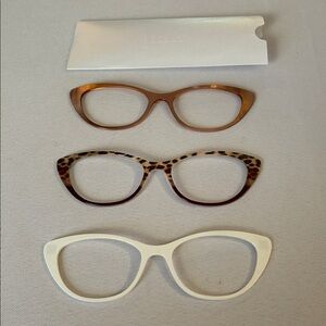 3 of PAIR Eyewear Toppers Ella White, Champagne Metallic, Leopard Burgundy NEW